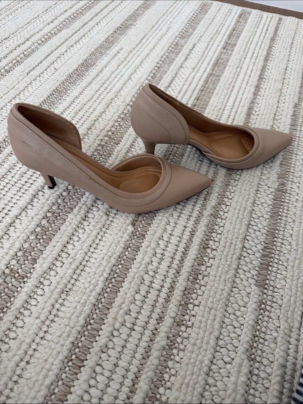 Abella Taupe Pointed-Toe Mid Heel Pumps